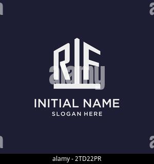 RF initial monogram logo design with pentagon shape style design ideas Stock Vector