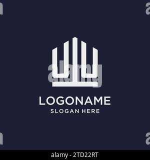 UU initial monogram logo design with pentagon shape style design ideas Stock Vector