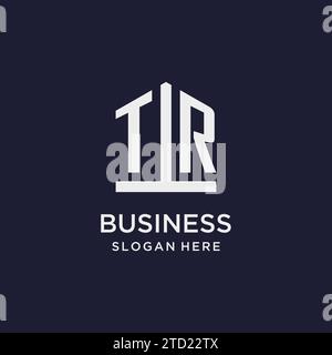 TR initial monogram logo design with pentagon shape style design ideas Stock Vector