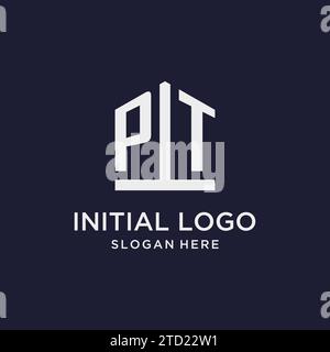 PT initial monogram logo design with pentagon shape style design ideas Stock Vector