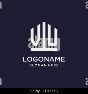 VU initial monogram logo design with pentagon shape style design ideas Stock Vector