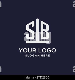 SB initial monogram logo design with pentagon shape style design ideas Stock Vector