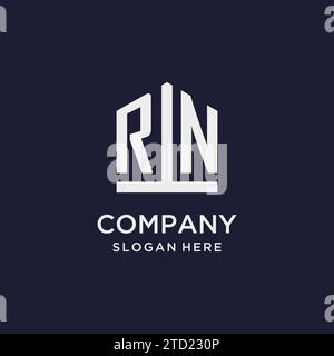 RN initial monogram logo design with pentagon shape style design ideas Stock Vector