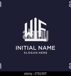 WF initial monogram logo design with pentagon shape style design ideas Stock Vector