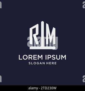 RM initial monogram logo design with pentagon shape style design ideas Stock Vector