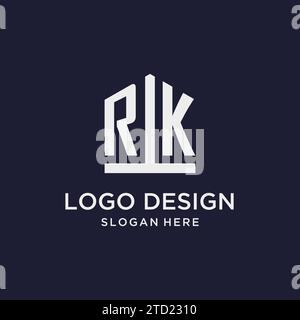 RK initial monogram logo design with pentagon shape style design ideas Stock Vector