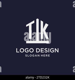 TK initial monogram logo design with pentagon shape style design ideas Stock Vector