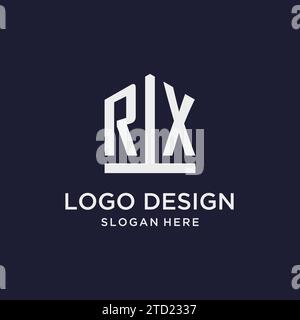 RX initial monogram logo design with pentagon shape style design ideas Stock Vector