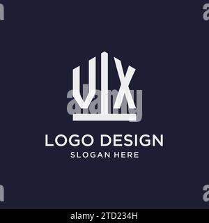 VX initial monogram logo design with pentagon shape style design ideas Stock Vector
