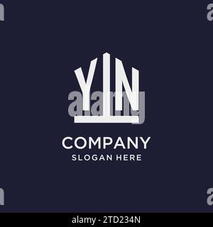 YN initial monogram logo design with pentagon shape style design ideas Stock Vector