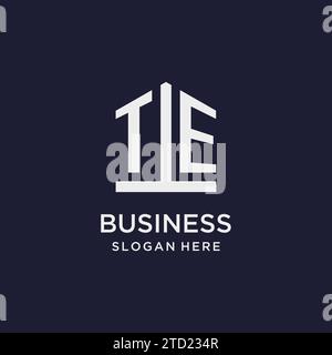 TE initial monogram logo design with pentagon shape style design ideas Stock Vector