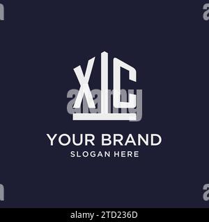 XC initial monogram logo design with pentagon shape style design ideas Stock Vector