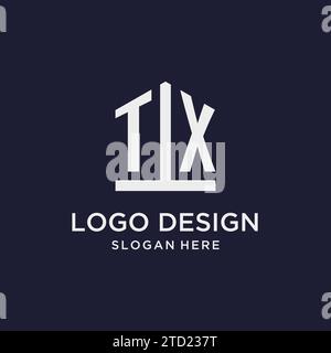 TX initial monogram logo design with pentagon shape style design ideas Stock Vector