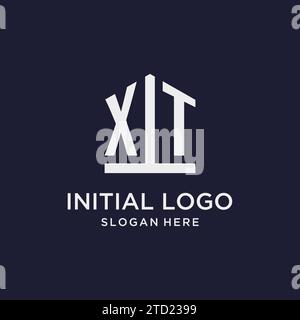 XT initial monogram logo design with pentagon shape style design ideas Stock Vector