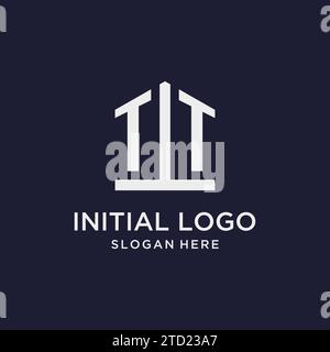 TT initial monogram logo design with pentagon shape style design ideas Stock Vector