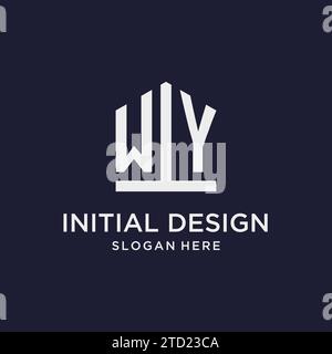 WY initial monogram logo design with pentagon shape style design ideas Stock Vector