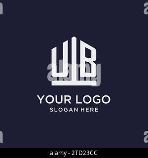 UB initial monogram logo design with pentagon shape style design ideas Stock Vector