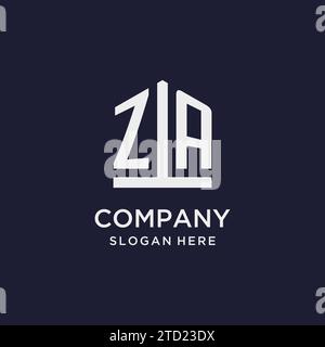 ZA initial monogram logo design with pentagon shape style design ideas Stock Vector