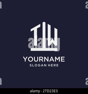 TW initial monogram logo design with pentagon shape style design ideas Stock Vector