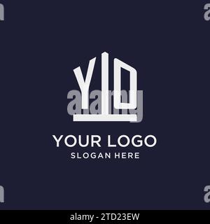 YO initial monogram logo design with pentagon shape style design ideas Stock Vector
