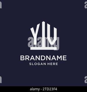 YV initial monogram logo design with pentagon shape style design ideas Stock Vector