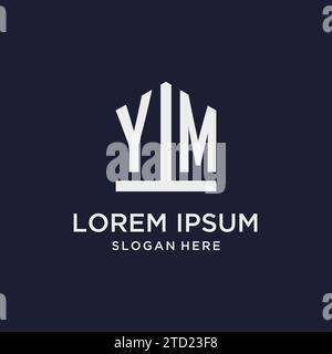 YM initial monogram logo design with pentagon shape style design ideas Stock Vector