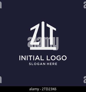 ZT initial monogram logo design with pentagon shape style design ideas Stock Vector