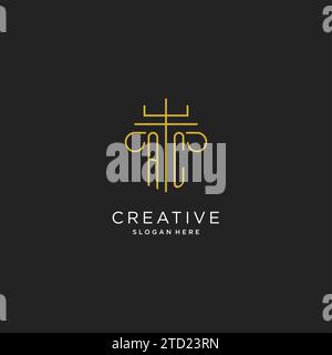 AC initial with monoline pillar logo style, luxury monogram logo design for legal firm vector graphic Stock Vector