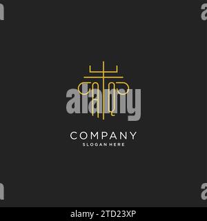 AQ initial with monoline pillar logo style, luxury monogram logo design for legal firm vector graphic Stock Vector