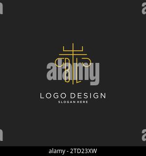 BL initial with monoline pillar logo style, luxury monogram logo design for legal firm vector graphic Stock Vector