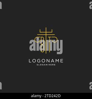 BT initial with monoline pillar logo style, luxury monogram logo design for legal firm vector graphic Stock Vector