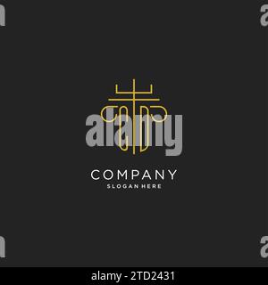 CD initial with monoline pillar logo style, luxury monogram logo design for legal firm vector graphic Stock Vector