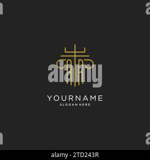 AR initial with monoline pillar logo style, luxury monogram logo design for legal firm vector graphic Stock Vector