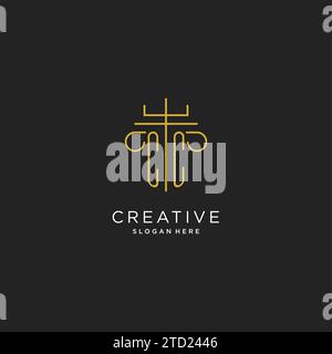 CC initial with monoline pillar logo style, luxury monogram logo design for legal firm vector graphic Stock Vector