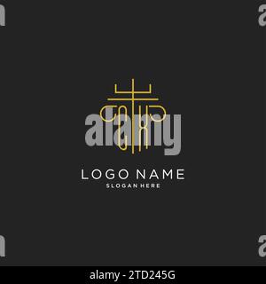 CX initial with monoline pillar logo style, luxury monogram logo design for legal firm vector graphic Stock Vector