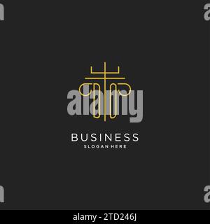 DO initial with monoline pillar logo style, luxury monogram logo design for legal firm vector graphic Stock Vector