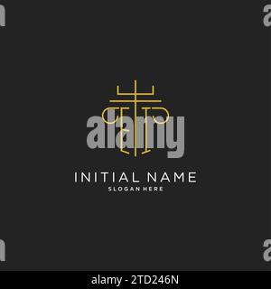 EI initial with monoline pillar logo style, luxury monogram logo design for legal firm vector graphic Stock Vector