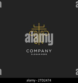 BQ initial with monoline pillar logo style, luxury monogram logo design for legal firm vector graphic Stock Vector