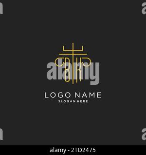 BK initial with monoline pillar logo style, luxury monogram logo design for legal firm vector graphic Stock Vector