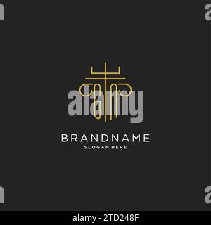 GN initial with monoline pillar logo style, luxury monogram logo design for legal firm vector graphic Stock Vector