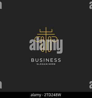 CO initial with monoline pillar logo style, luxury monogram logo design for legal firm vector graphic Stock Vector