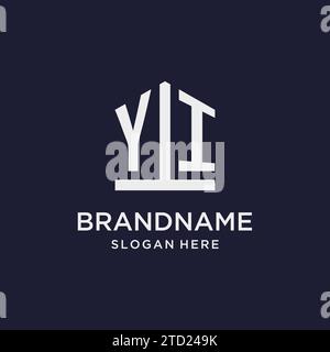 YI initial monogram logo design with pentagon shape style design ideas Stock Vector