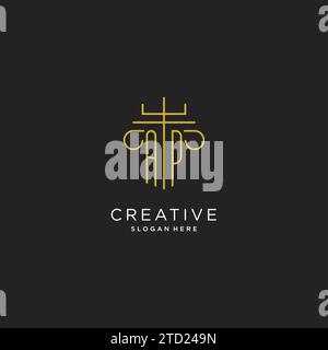 AP initial with monoline pillar logo style, luxury monogram logo design for legal firm vector graphic Stock Vector
