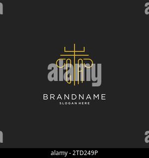 CA initial with monoline pillar logo style, luxury monogram logo design for legal firm vector graphic Stock Vector
