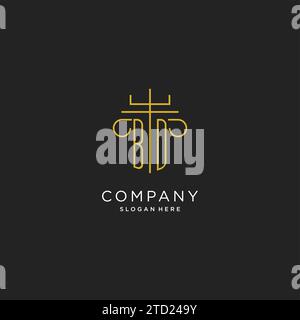 BD initial with monoline pillar logo style, luxury monogram logo design for legal firm vector graphic Stock Vector