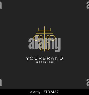 GS initial with monoline pillar logo style, luxury monogram logo design for legal firm vector graphic Stock Vector