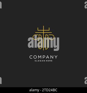 DD initial with monoline pillar logo style, luxury monogram logo design for legal firm vector graphic Stock Vector