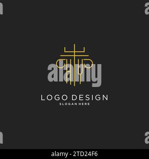 HY initial with monoline pillar logo style, luxury monogram logo design for legal firm vector graphic Stock Vector