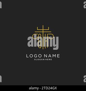 GX initial with monoline pillar logo style, luxury monogram logo design for legal firm vector graphic Stock Vector