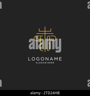 EG initial with monoline pillar logo style, luxury monogram logo design for legal firm vector graphic Stock Vector